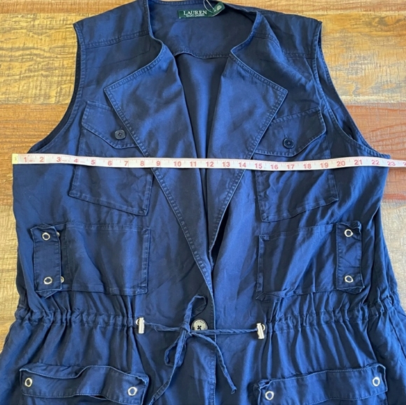 Lauren Ralph Lauren, navy oversized twill pocket cargo vest, XL, NWOT - Picture 9 of 11
